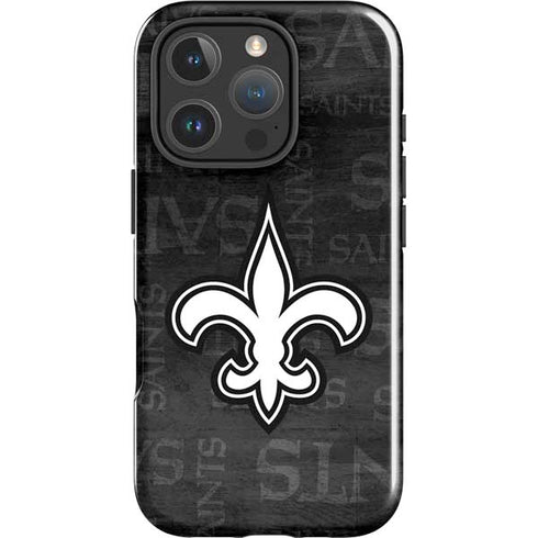 NFL New Orleans Saints Black & White iPhone 16 Pro Max Impact Case